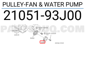 Nissan 2105193J00 PULLEY-FAN & WATER PUMP