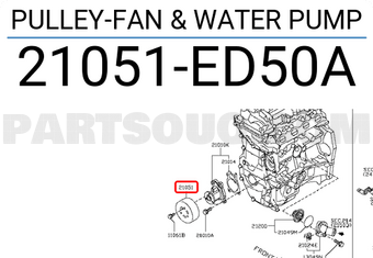 Nissan 21051ED50A PULLEY-FAN & WATER PUMP