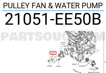 Nissan 21051EE50B PULLEY FAN & WATER PUMP