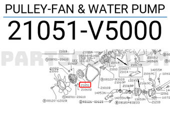 Nissan 21051V5000 PULLEY-FAN & WATER PUMP