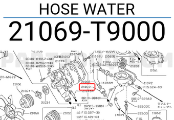 Nissan 21069T9000 HOSE WATER