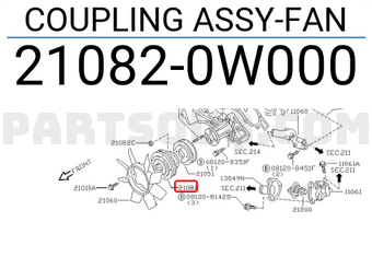 Nissan 210820W000 COUPLING ASSY-FAN