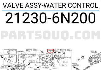 Nissan 212306N200 VALVE ASSY-WATER CONTROL