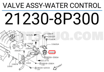 Nissan 212308P300 VALVE ASSY-WATER CONTROL