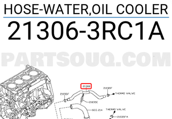Nissan 213063RC1A HOSE-WATER,OIL COOLER