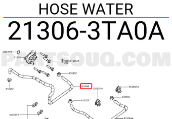 Nissan 213063TA0A HOSE WATER
