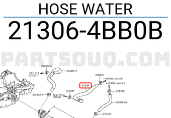 Nissan 213064BB0B HOSE WATER