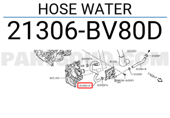Nissan 21306BV80D HOSE WATER