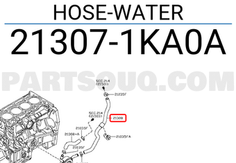 Nissan 213071KA0A HOSE-WATER