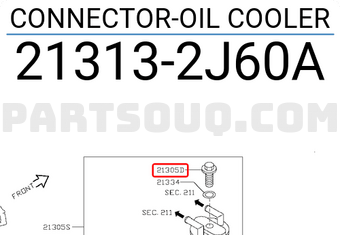 Nissan 213132J60A CONNECTOR-OIL COOLER