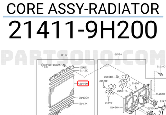Nissan 214119H200 CORE ASSY-RADIATOR
