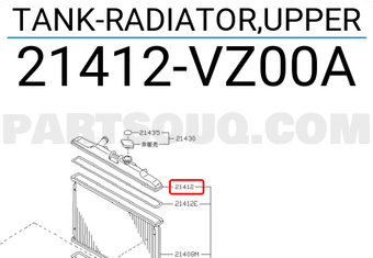 Nissan 21412VZ00A TANK-RADIATOR,UPPER