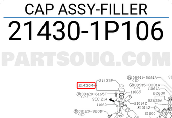 Nissan 214301P106 CAP ASSY-FILLER