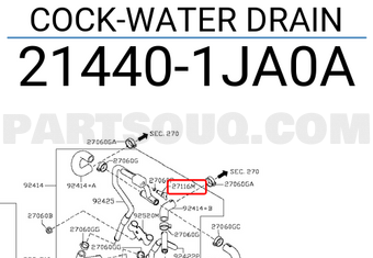 Nissan 214401JA0A COCK-WATER DRAIN