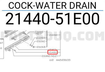 Nissan 2144051E00 COCK-WATER DRAIN