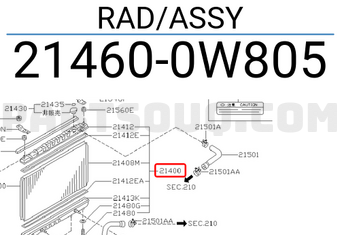 Nissan 214600W805 RAD/ASSY