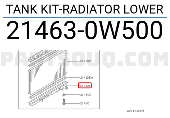 Nissan 214630W500 TANK KIT-RADIATOR LOWER