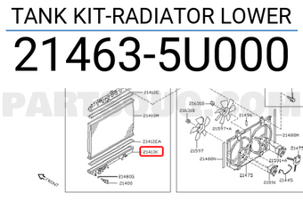 Nissan 214635U000 TANK KIT-RADIATOR LOWER