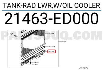 Nissan 21463ED000 TANK-RAD LWR,W/OIL COOLER