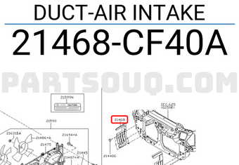 Nissan 21468CF40A DUCT-AIR INTAKE