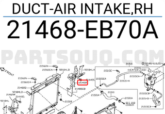 Nissan 21468EB70A DUCT-AIR INTAKE,RH