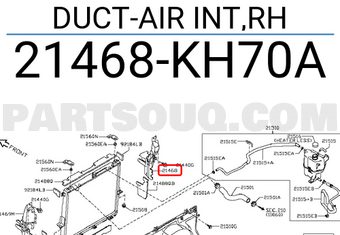 Nissan 21468KH70A DUCT-AIR INT,RH