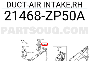 Nissan 21468ZP50A DUCT-AIR INTAKE,RH