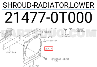 Nissan 214770T000 SHROUD-RADIATOR,LOWER