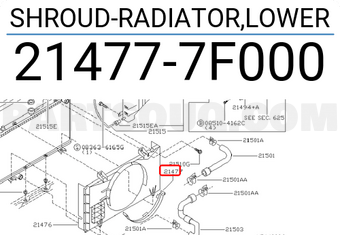 Nissan 214777F000 SHROUD-RADIATOR,LOWER