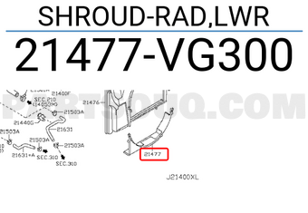 Nissan 21477VG300 SHROUD-RAD,LWR