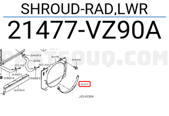 Nissan 21477VZ90A SHROUD-RAD,LWR