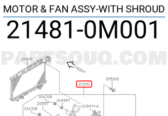 Nissan 214810M001 MOTOR & FAN ASSY-WITH SHROUD