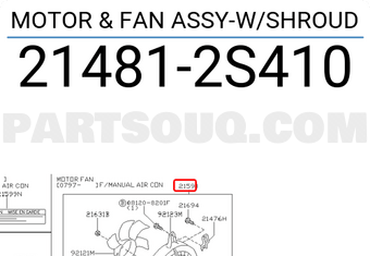 Nissan 214812S410 MOTOR & FAN ASSY-W/SHROUD
