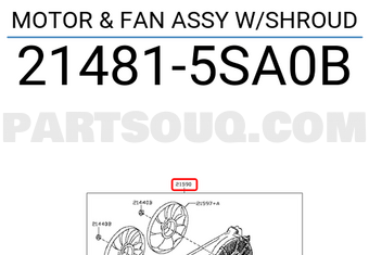 Nissan 214815SA0B MOTOR & FAN ASSY W/SHROUD