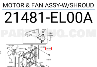 Nissan 21481EL00A MOTOR & FAN ASSY-W/SHROUD