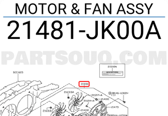 Nissan 21481JK00A MOTOR & FAN ASSY