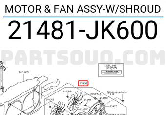 Nissan 21481JK600 MOTOR & FAN ASSY-W/SHROUD