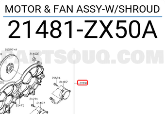 Nissan 21481ZX50A MOTOR & FAN ASSY-W/SHROUD