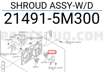 Nissan 214915M300 SHROUD ASSY-W/D