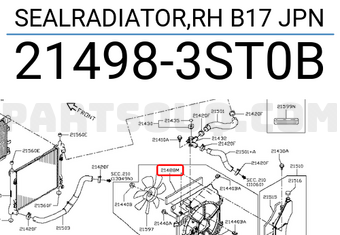 Nissan 214983ST0B SEALRADIATOR,RH B17 JPN
