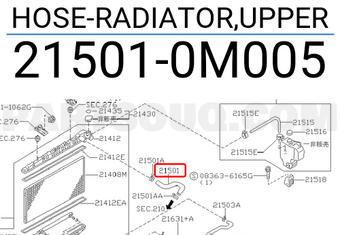 Nissan 215010M005 HOSE-RADIATOR,UPPER