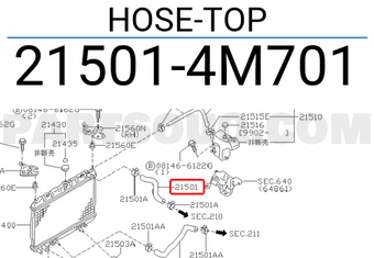 Nissan 215014M701 HOSE-TOP