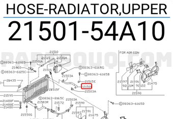 Nissan 2150154A10 HOSE-RADIATOR,UPPER