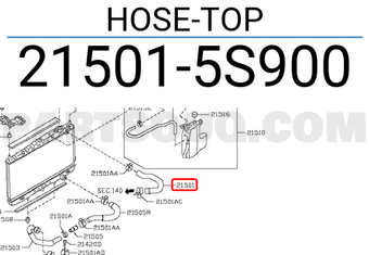 Nissan 215015S900 HOSE-TOP
