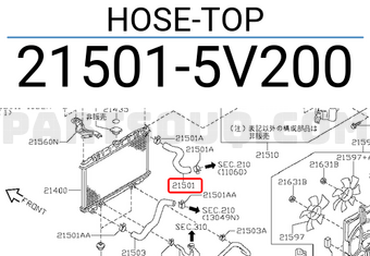 Nissan 215015V200 HOSE-TOP