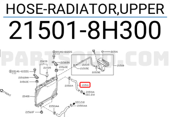 Nissan 215018H300 HOSE-RADIATOR,UPPER