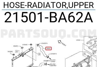 Nissan 21501BA62A HOSE-RADIATOR,UPPER