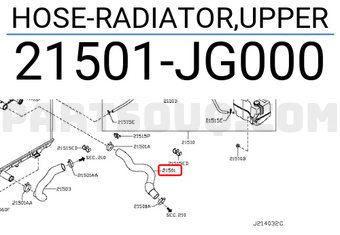 Nissan 21501JG000 HOSE-RADIATOR,UPPER