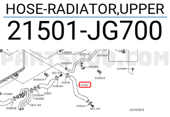Nissan 21501JG700 HOSE-RADIATOR,UPPER
