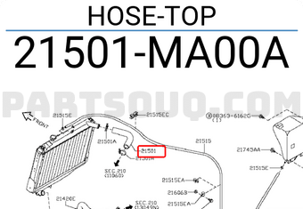Nissan 21501MA00A HOSE-TOP